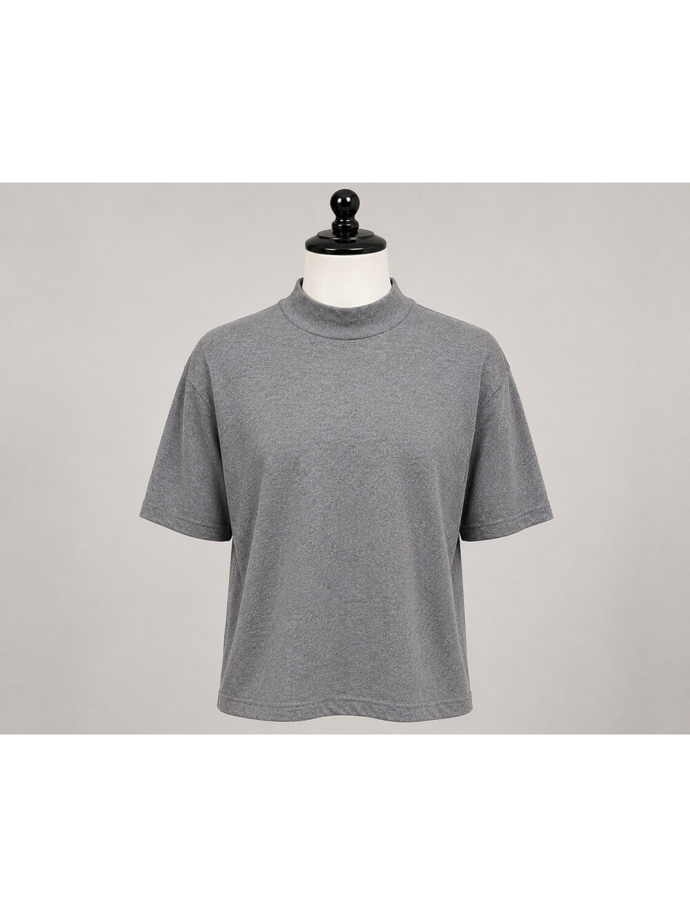 Halogen Women's Gray Ribbed Knit Short Sleeve Mock Neck Top
